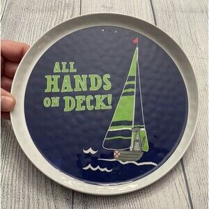 Pottery Barn Kids PBK Dinosaur Sailboat Melamine Plate, Cambria Tabletop